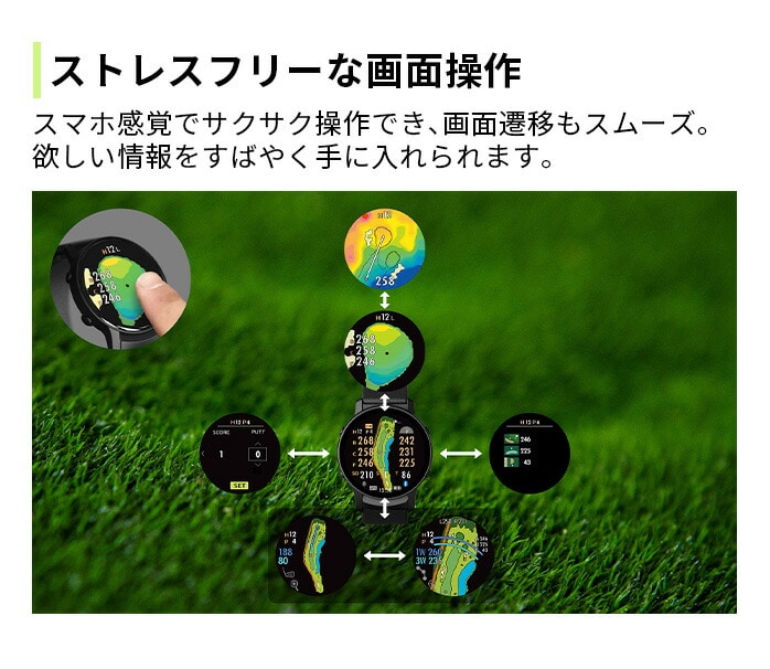 �O���[���I�� �S���t �����v �U�E�S���t�E�H�b�` THE GOLF WATCH GS601 GPS ���v GREEN ON