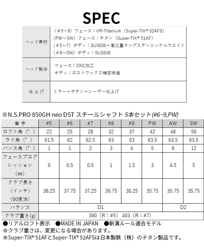 �_�����b�v �[�N�V�I XXIO14 �A�C�A�� �����Y 2025�N NS PRO 850GH NEO DST 5�{�Z�b�g