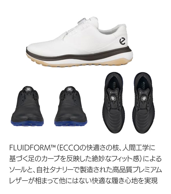 ecco �S���t�V���[�Y ECCO LT1 BOA �����Y ���U�[ �E�H�[�^�[�v���[�t �h�� �z���C�g �u���[ �u���b�N