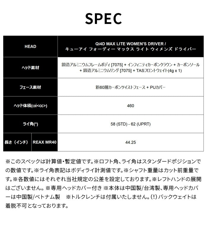 �y�\��̔��z�e�[���[���C�h Qi4D MAX LITE �h���C�o�[ ���f�B�[�X �E���� �J�[�{���V���t�g TaylorMade