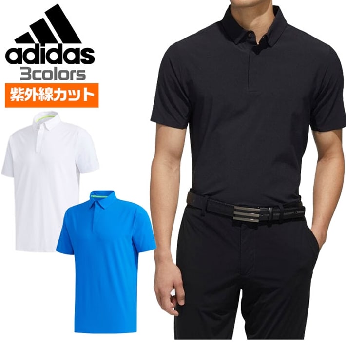 アディダス ゴルフ ウエア メンズ 半袖 ポロシャツ ソリッドウーブン ボタンダウン シャツ  GLD32 adidas