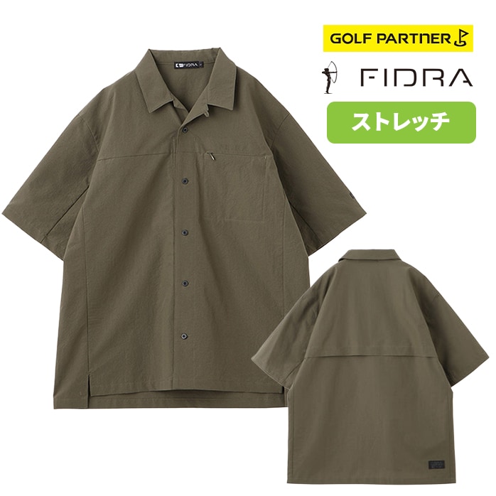 【店頭展示品】フィドラ FIDRAゴルフウェア 高通気 半袖 フルオープンウーブンシャツ M L XL FV5TTG04 カーキ
